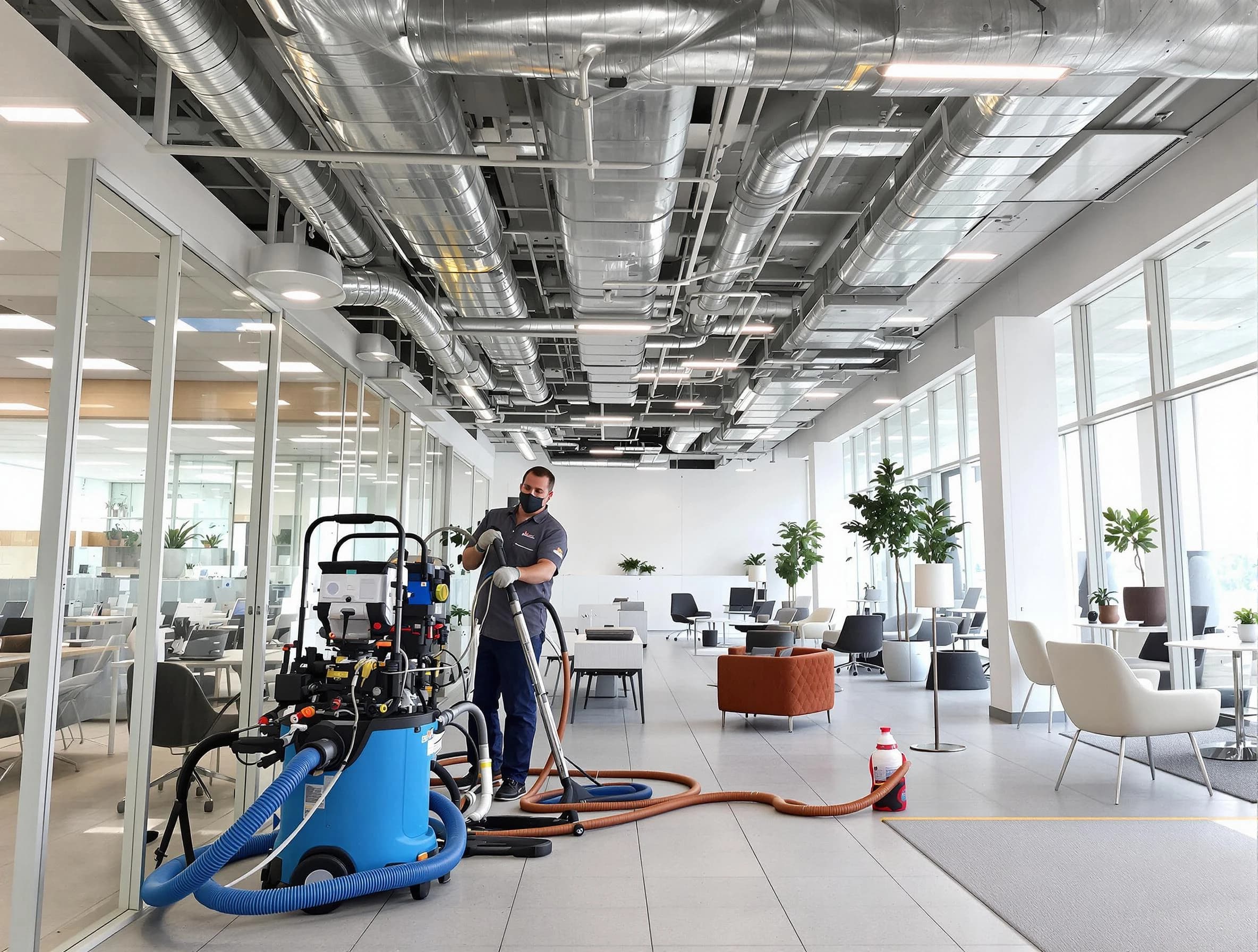 Carnegie Air Duct Cleaning team conducting comprehensive commercial duct cleaning at a business location in Carnegie