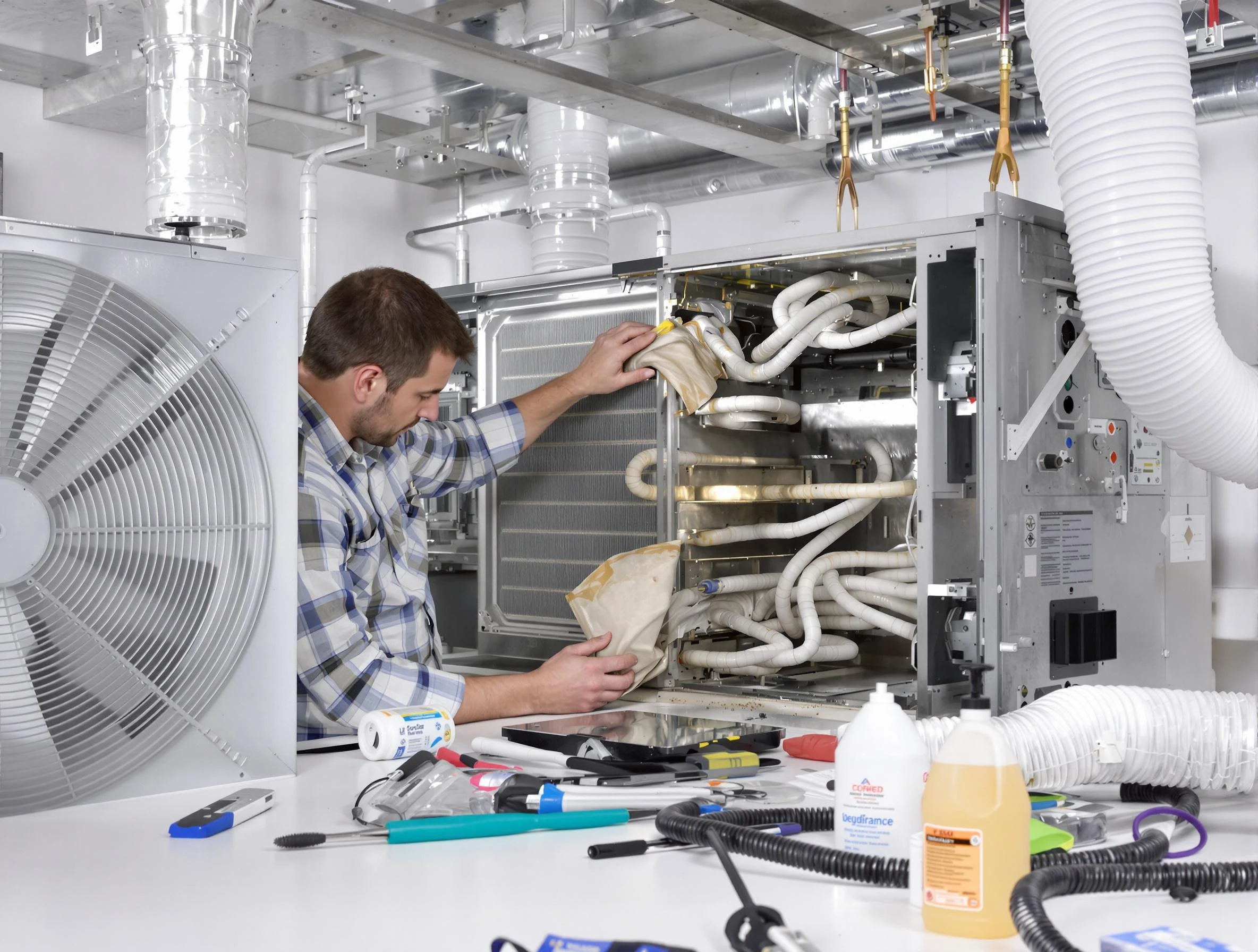 Carnegie Air Duct Cleaning specialist performing precision AC coil cleaning in Carnegie